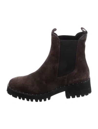 Pre-owned Freda Salvador Suede Studded Accents Chelsea Boots In Brown