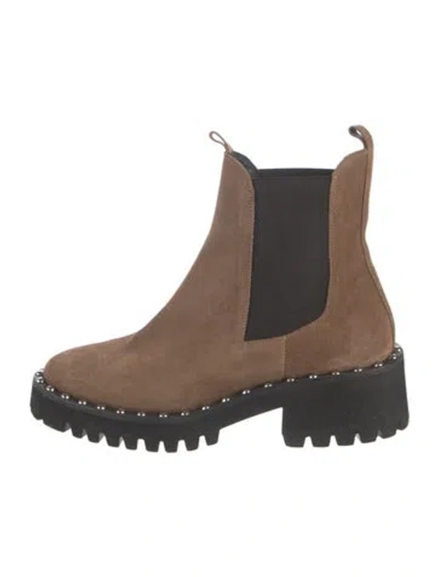 Pre-owned Freda Salvador Suede Studded Accents Chelsea Boots In Brown