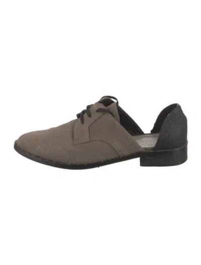 Pre-owned Freda Salvador Suede Studded Accents D'orsay Flats In Brown