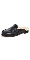 Freda Salvador Temi Flats Black Calf W/ Shearling In Black Calf W/ Shearling
