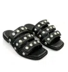 Freda Salvador Women's Alita Sandal In Black Calf With Studs In Multi
