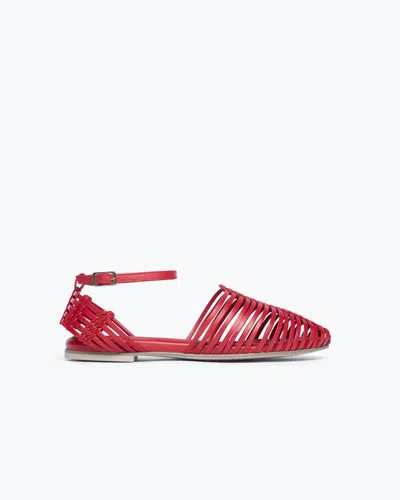 Freda Salvador Women's Blake Flat Sandal In Crimson Calf In Multi