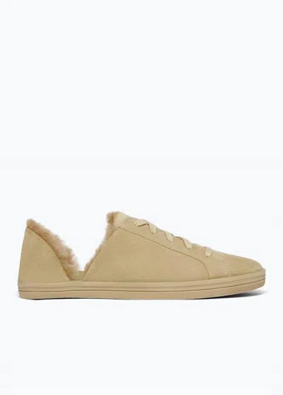 Freda Salvador Women's Eda D'orsay Shearling Sneaker In Stucco Suede In Neutral
