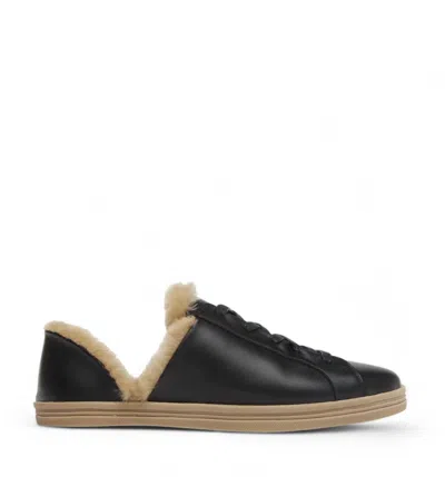 Freda Salvador Women's Eda D'orsay Sneaker In Black Calf With Shearling