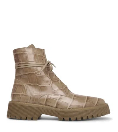 Freda Salvador Women's Emi Boots In Khaki Embossed Croc In Beige