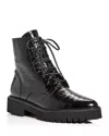 Freda Salvador Women's Emi Croc-embossed Platform Booties In Black In Black