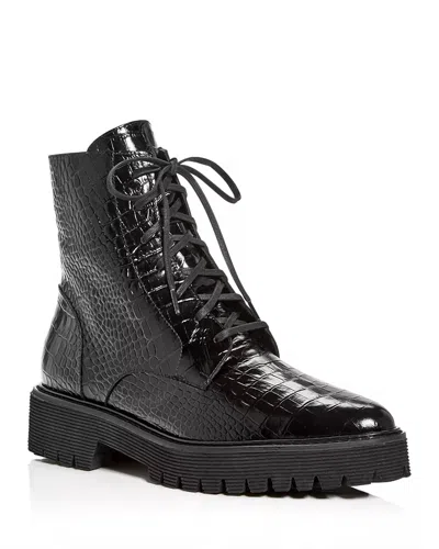 Freda Salvador Women's Emi Croc-embossed Platform Booties In Black