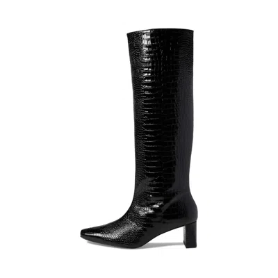 Freda Salvador Women's Phoenix Boot In Black Embossed Croc In Multi