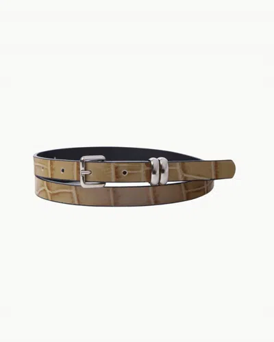 Freda Salvador Women's Rohri Belt In Khaki Embossed Croc In Multi
