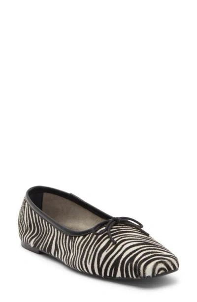 Freda Salvador Woven Square Toe Genuine Calf Hair Ballet Flat In Multi