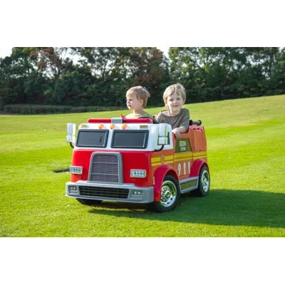 Freddo 24 Volt 2 Seater Fire Department Battery Powered Ride On Toy With Remote Control In Red