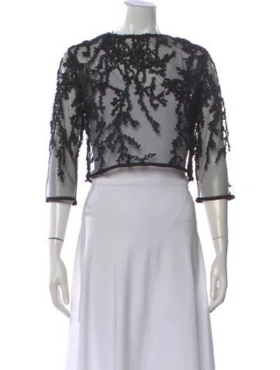 Pre-owned Frederick Anderson Lace Pattern Crew Neck Top W/ Tags In White