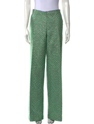 Pre-owned Frederick Anderson Patterned Straight Leg Pants In Green