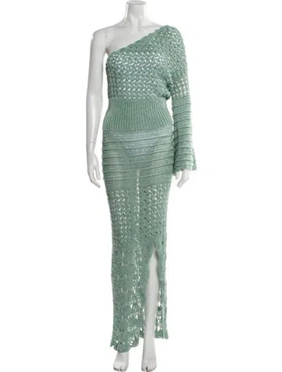 Pre-owned Frederick Anderson Printed Long Dress In Green