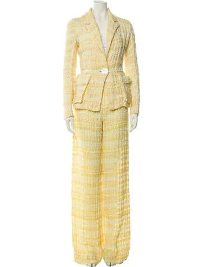 Pre-owned Frederick Anderson Printed Pant Set In Yellow