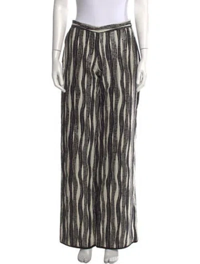 Pre-owned Frederick Anderson Striped Wide Leg Pants In Black