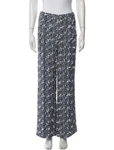 Pre-owned Frederick Anderson Tweed Pattern Wide Leg Pants In Blue