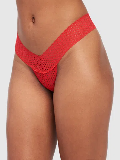 Frederick's Of Hollywood Abby Rose Mesh Thong In Red