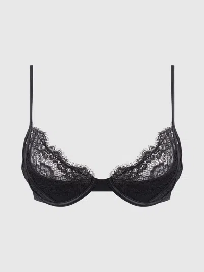 Frederick's Of Hollywood Adelaide Satin & Lace Push Up Demi Bra In Blue