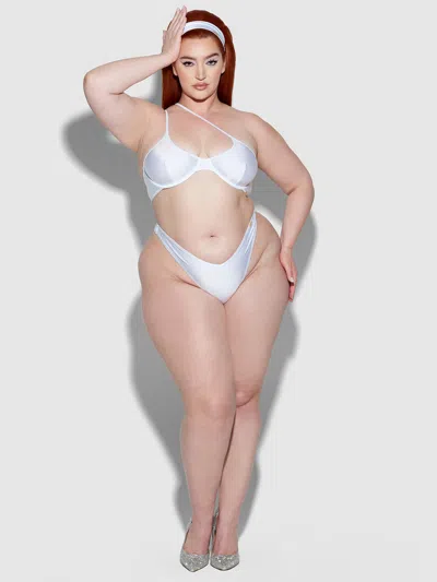 Frederick's Of Hollywood Amala Underwire Scoop Swim Top In White