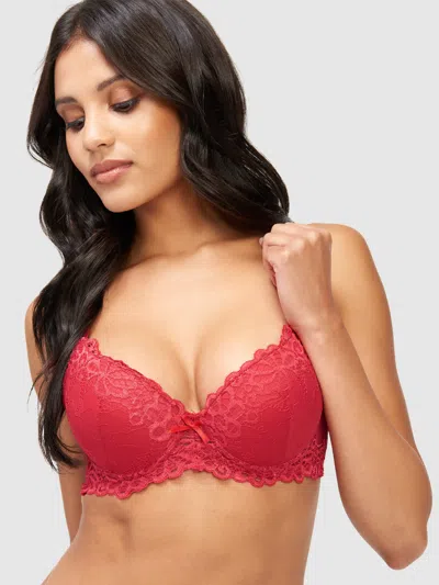 Frederick's Of Hollywood Amanda Lace Push Up Bra In Red