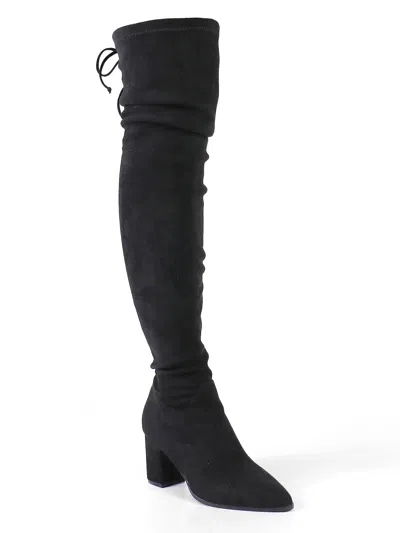 Frederick's Of Hollywood Becky Stretchy Thigh High Boots In Black
