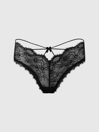 Frederick's Of Hollywood Charlotte Lace & Mesh Hipster In Black