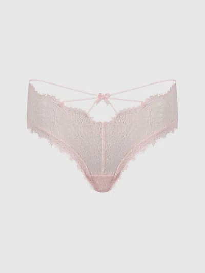 Frederick's Of Hollywood Charlotte Lace & Mesh Hipster In Light Pink
