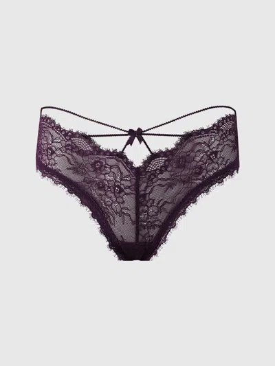 Frederick's Of Hollywood Charlotte Lace & Mesh Hipster In Plum