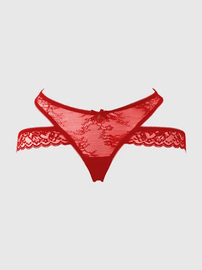 Frederick's Of Hollywood Chiara Strappy & Backless Thong In Red
