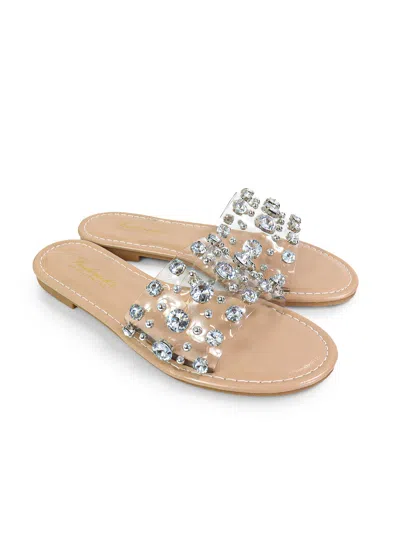 Frederick's Of Hollywood Clarissa Rhinestone Flat Sandal In Multi