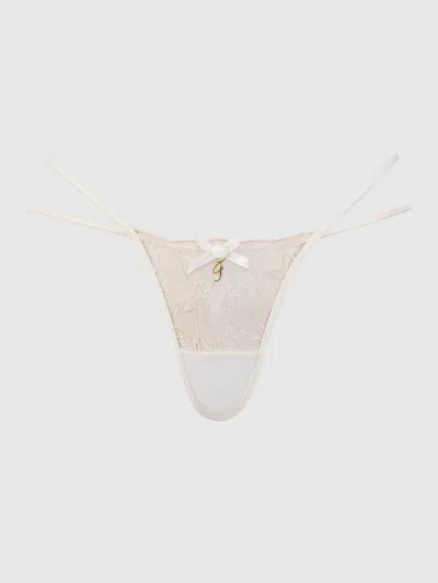 Frederick's Of Hollywood Delfina Embroidered Backless Cheeky In White