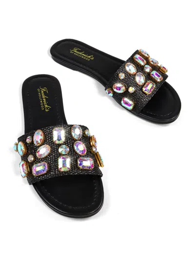 Frederick's Of Hollywood Delilah Flat Sandal In Black