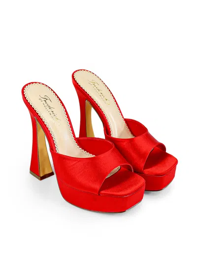 Frederick's Of Hollywood Elaina Platform Mule Heels In Red