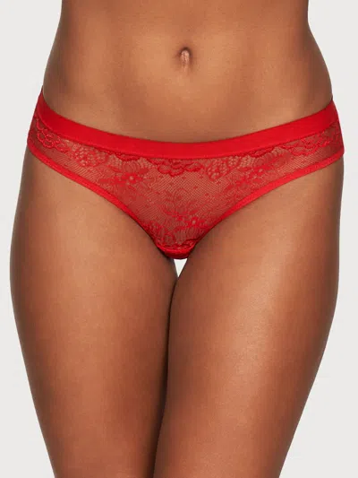 Frederick's Of Hollywood Fern Fishnet & Lace Hipster In Red