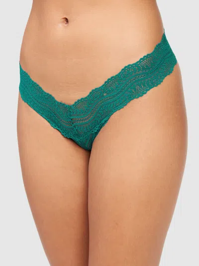 Frederick's Of Hollywood Flora All Over Lace Thong In Green