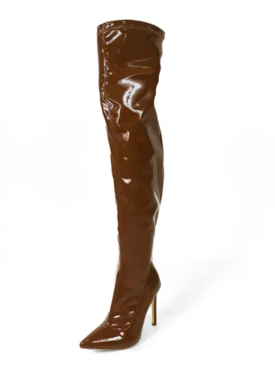 Frederick's Of Hollywood Giseaya Over The Knee Boots In Brown