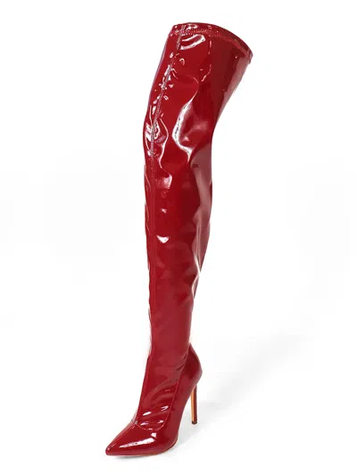 Frederick's Of Hollywood Giseaya Over The Knee Boots In Burgundy