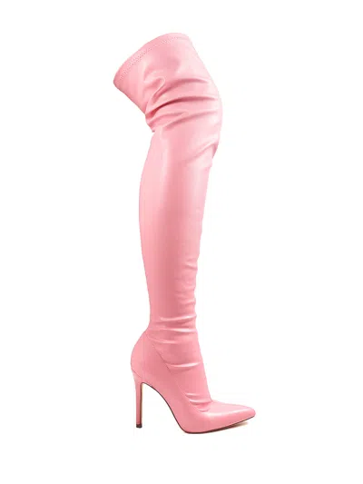 Frederick's Of Hollywood Gisele Stretchy Overknee Heeled Boots In Black