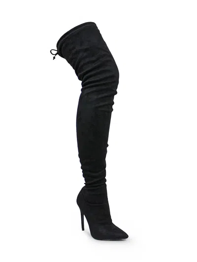 Frederick's Of Hollywood Heidi Stretch Boots In Black