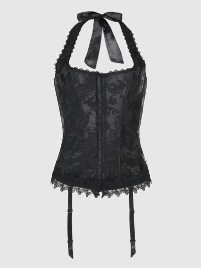 Frederick's Of Hollywood Hollywood Dream Halter Corset In Black