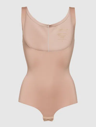 Frederick's Of Hollywood Hollywood Shape Sculpting Open Bust Bodysuit In Brown