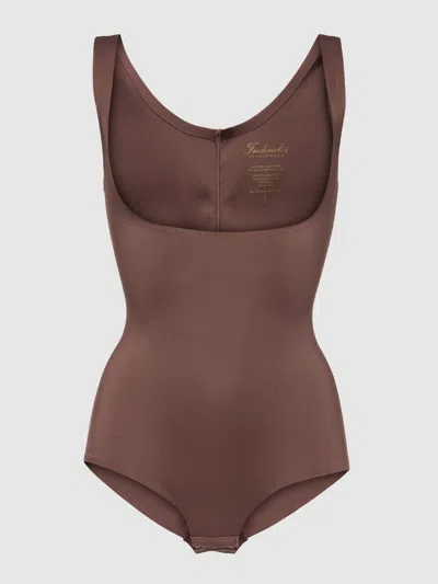 Frederick's Of Hollywood Hollywood Shape Sculpting Open Bust Bodysuit In Brown