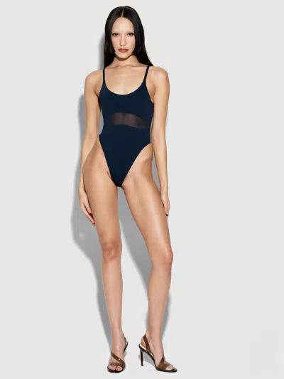 Frederick's Of Hollywood Iman High-hip Shaping Bodysuit In Blue