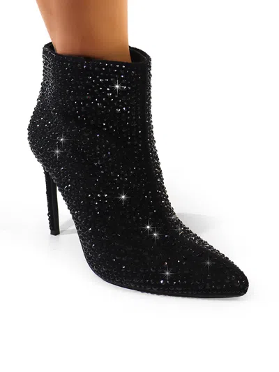 Frederick's Of Hollywood Izara Rhinestone Ankle Boots In Black