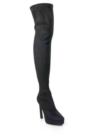 Frederick's Of Hollywood Jadore Stretchy Thigh High Boots In Black