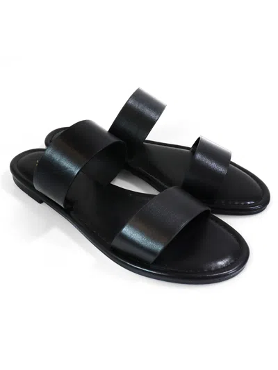 Frederick's Of Hollywood Janelle Double Band Flat Sandal In Black