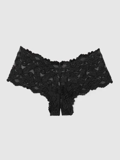 Frederick's Of Hollywood Jessica Lace Crotchless Cheeky In Black