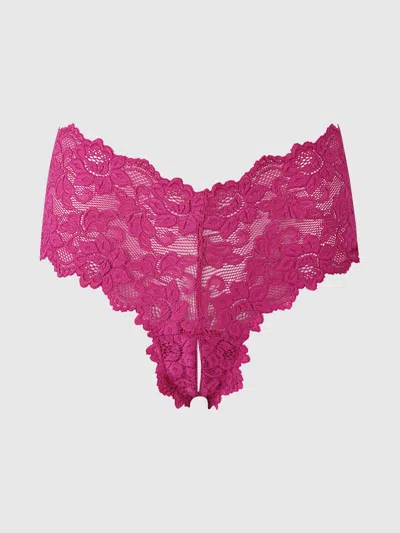 Frederick's Of Hollywood Jessica Lace Crotchless Cheeky In Raspberry