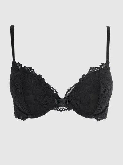 Frederick's Of Hollywood Jessica Lace Plunge Push Up Bra In Black